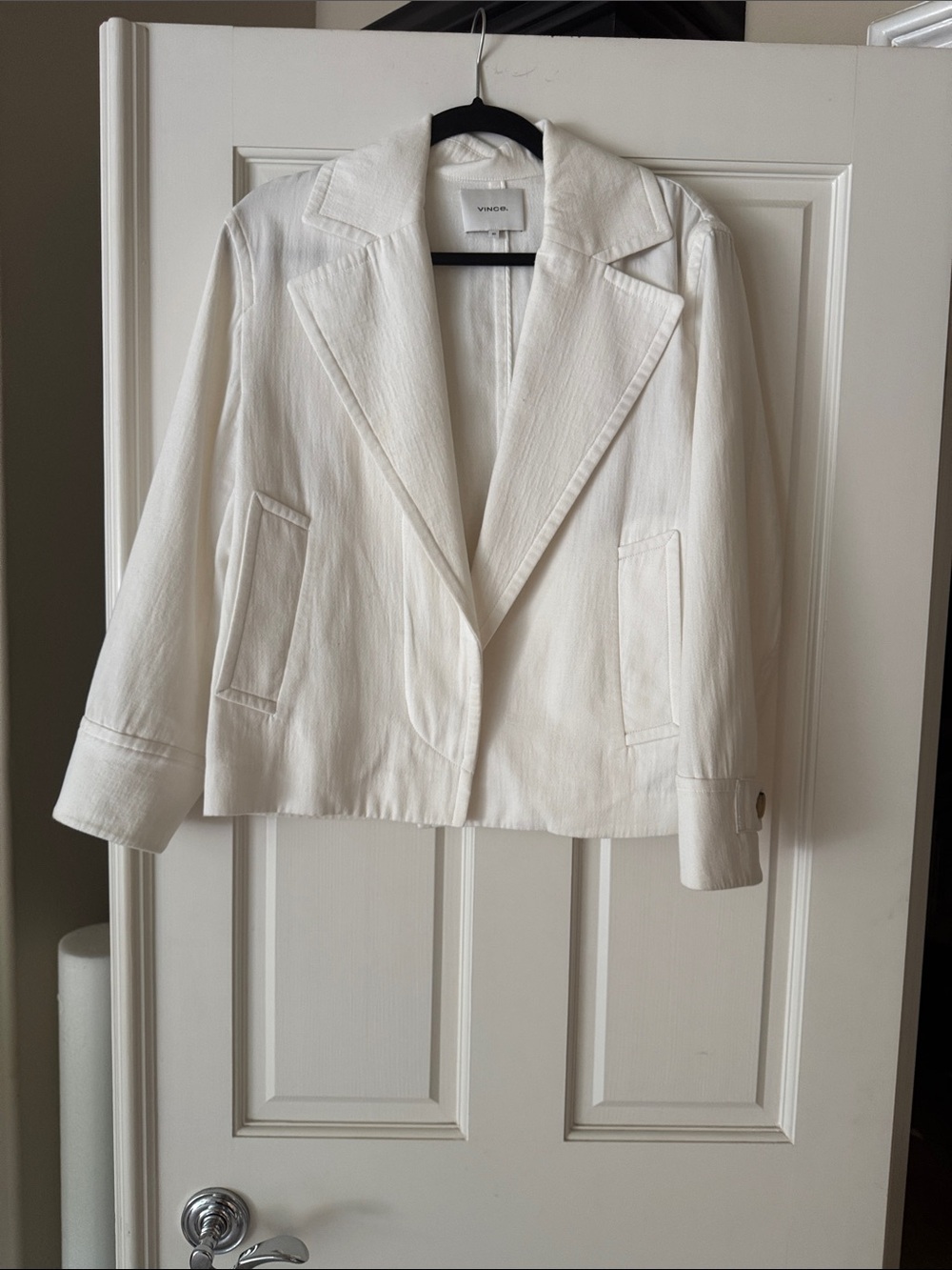 Vince Off-White Textured Open-Front Blazer